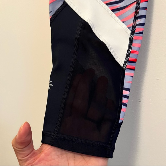 Athleta Electra Sonar 7/8 Workout Leggings Navy blue and Pink Mesh Detail Size S - Picture 6 of 13